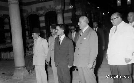 1956 - King Hussein, President Shukri Al-Quwwatli, Prime Minister Sabri El Assali - Damascus August 19, 1956